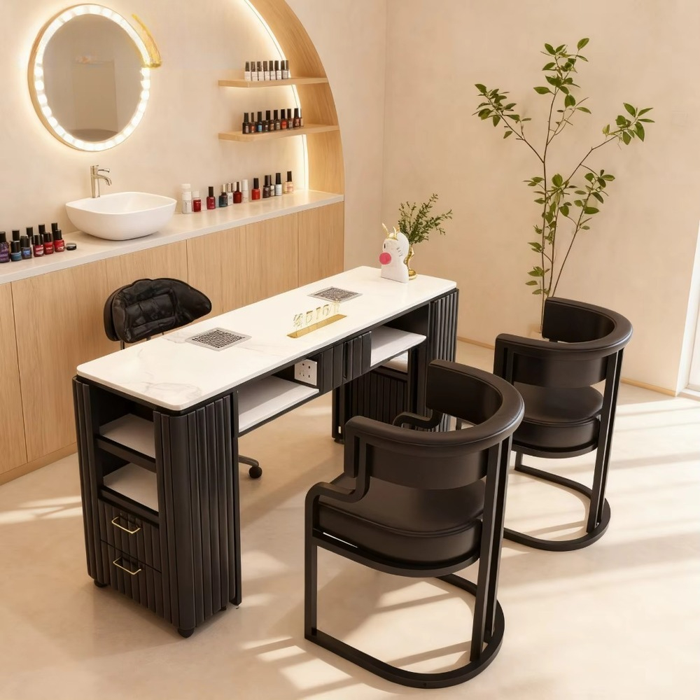 Interior Design Nail Salon - Luxury Modern Black Nail Furniture Custom